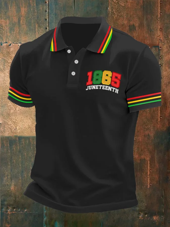 Men's 1865 Juneteenth  Printed Casual Polo Shirt 