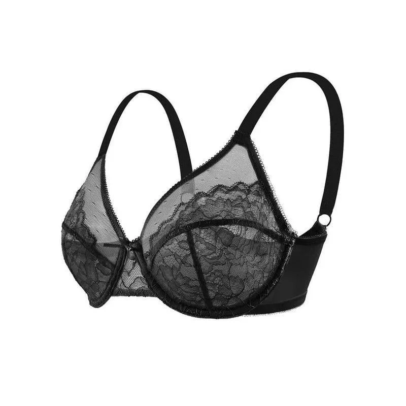 Enchante Floral Lace Plus Size Underwire Unlined Comfort Unpadded Full Coverage Bra