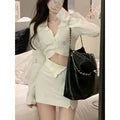 Aiertu BACK TO SCHOOL OUTFIT Knitted 2 Piece Dress Set Dress Women Autumn Casual Long Sleeve Korean Style Sweater Suit Office Lady Elegant Y2k Chic Sets Aiertu