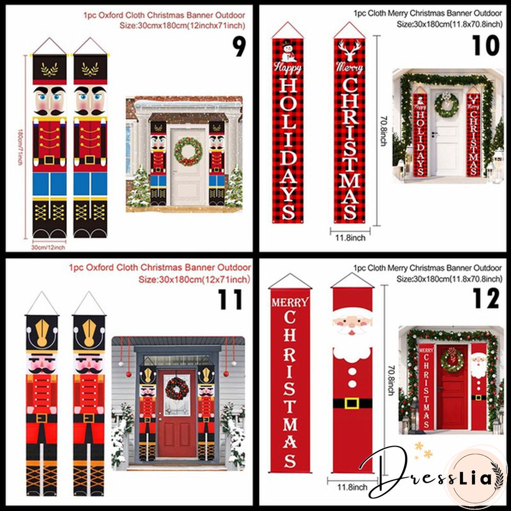Snowman Santa Clus Merry Christmas Decorations Banner Christmas Porch Sign Hanging Banners For Indoor Outdoor Front Door Wall Xmas Christmas Decoration