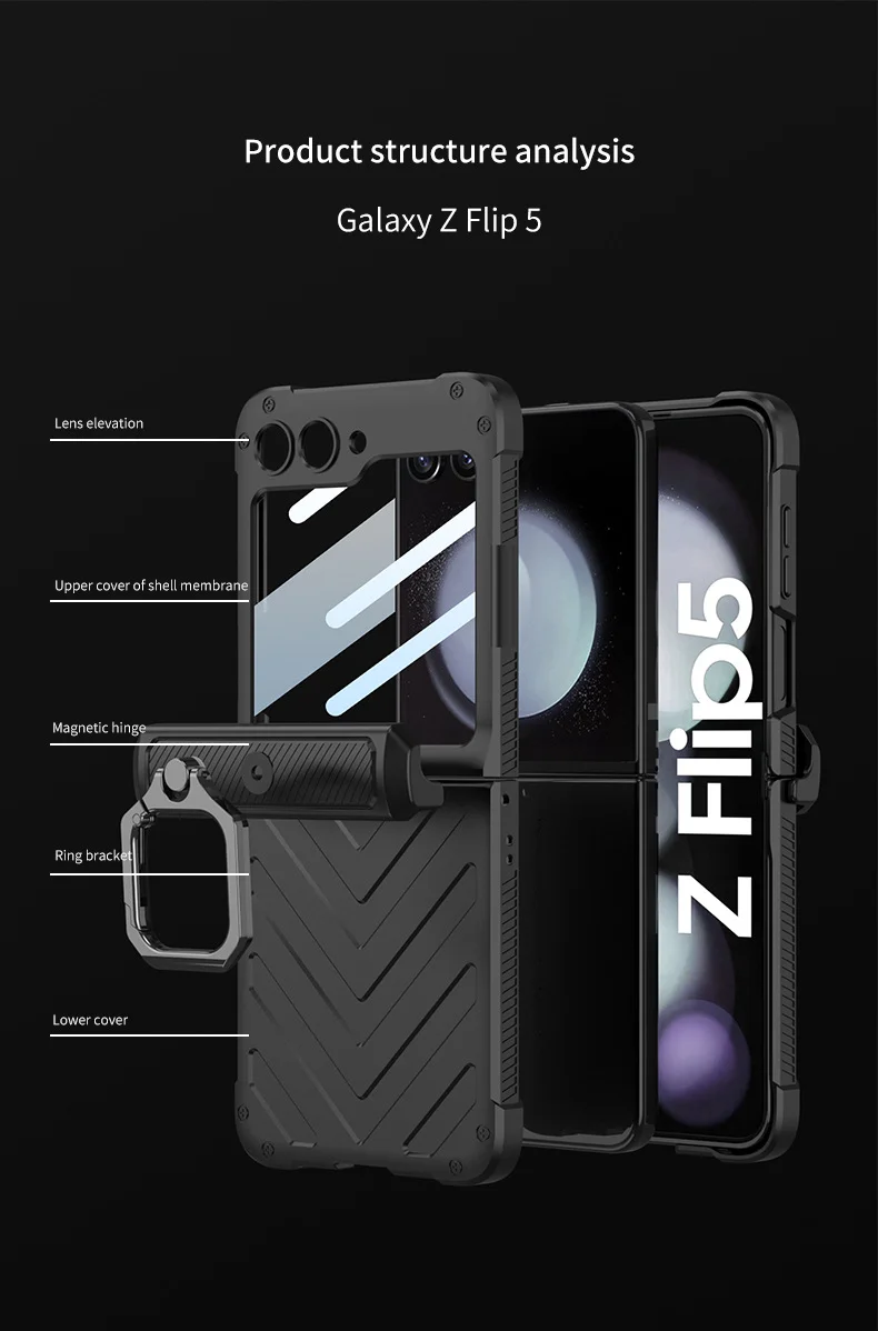 Compatible with Samsung Z Flip Series Folding Screen Armor Ring Phone Case
