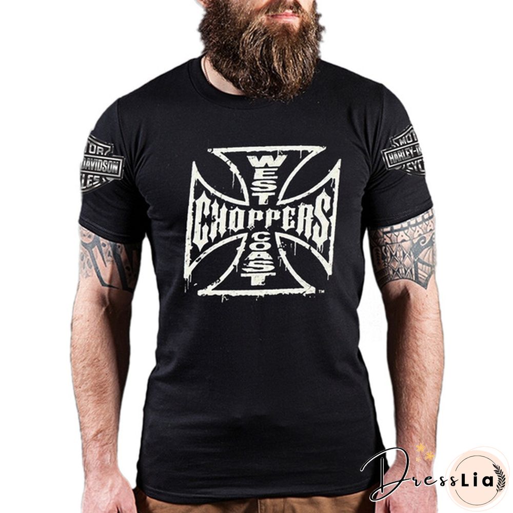 West Coast Choppers Men's T-shirt Cross Black Tuning Biker Shirt