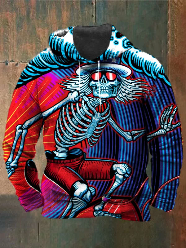 Unisex Skull Print Heavyweight Hoodies