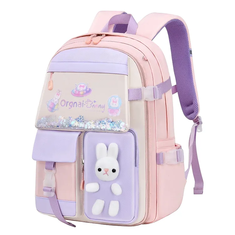 Sanmadrola Kids Backpacks for Girls Bunny Elementary School Backpack Cute Preschool Girls Backpack Laptop Bag Kindergarten School Bookbag