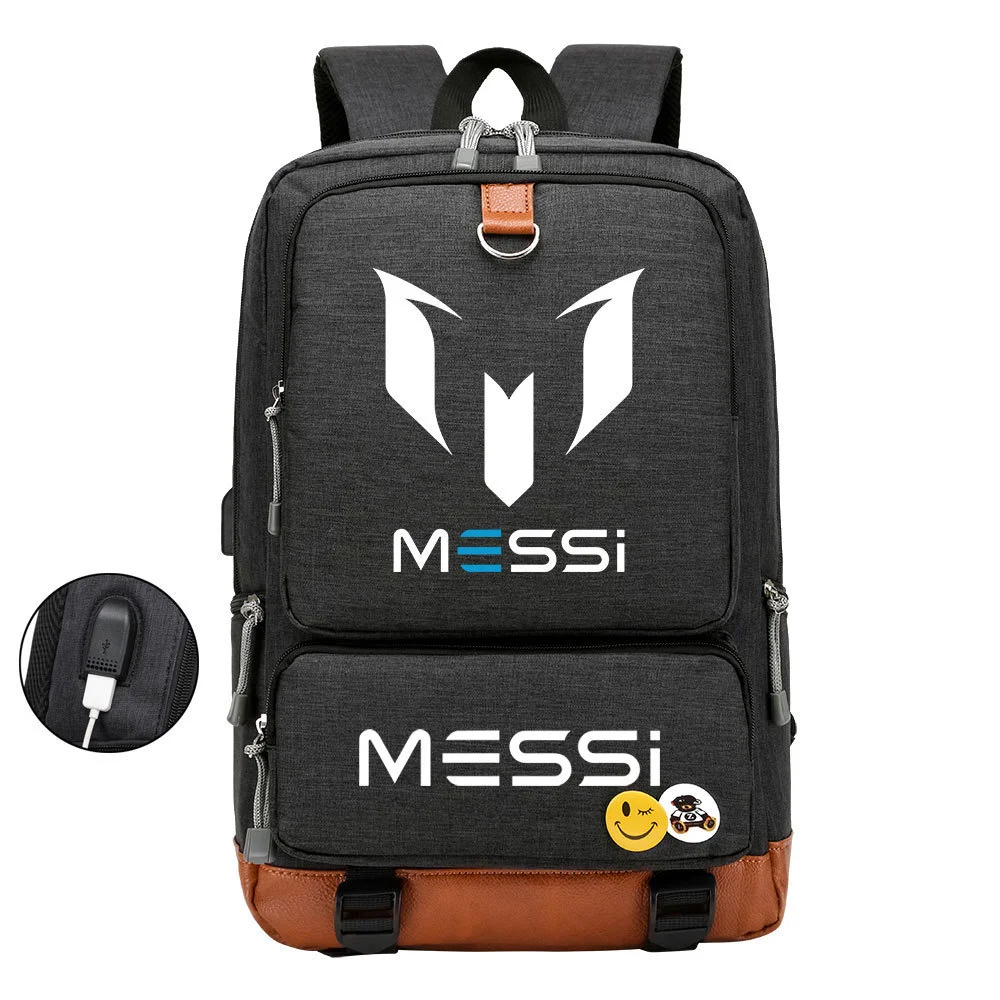 Buzzdaisy Score Big with Lionel Messi: Multi-Pocket Backpack with USB Charging and 15-Inch Laptop Capacity