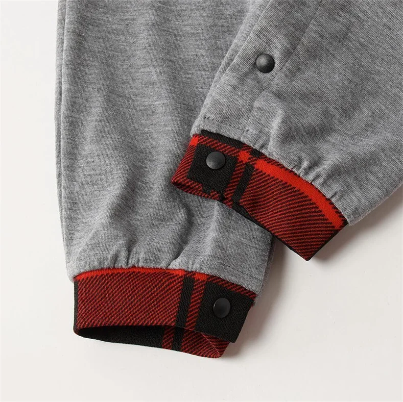 Let It Snow Snowflake Grey Top With Grey&Red Plaid Pants Matching Pajamas