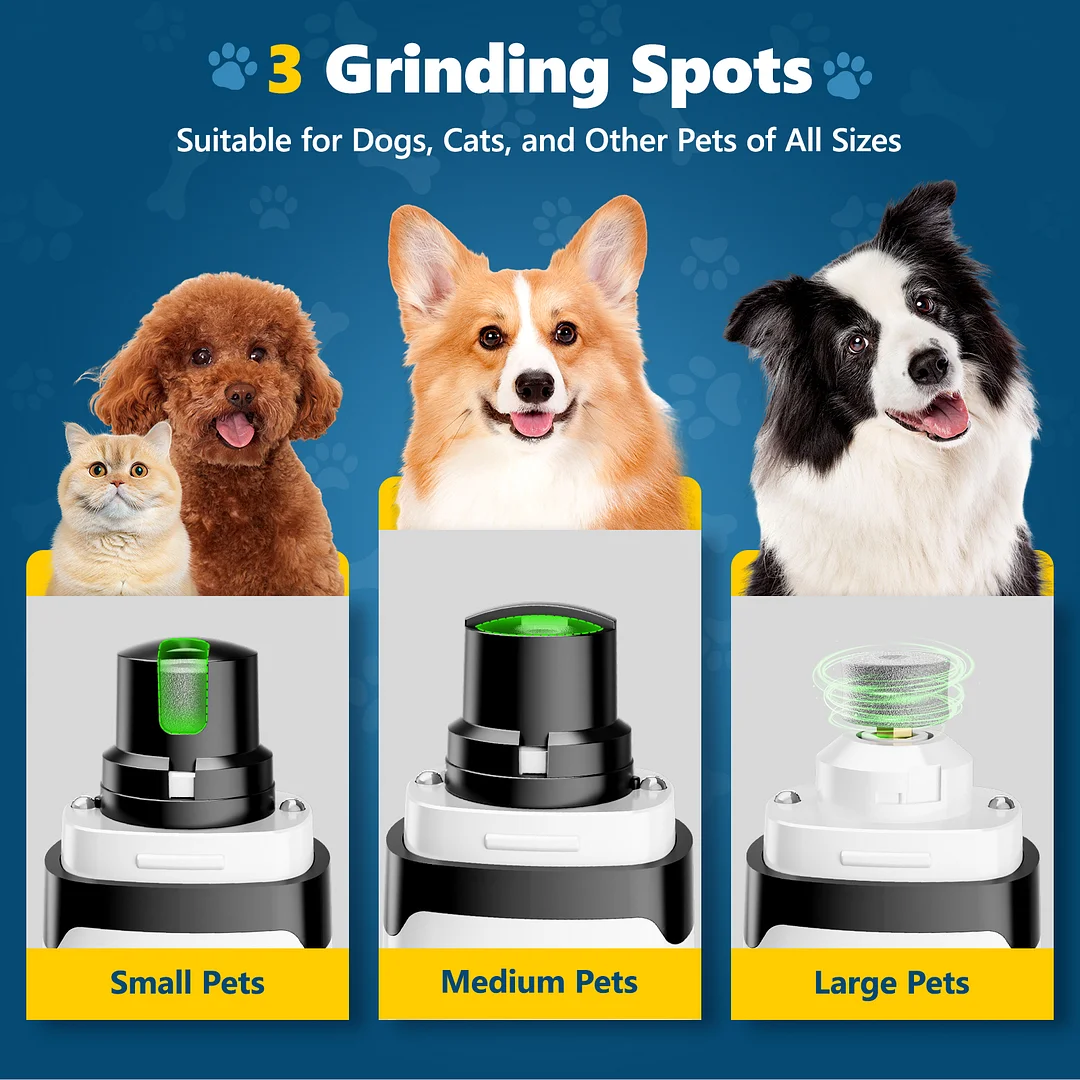 BEBANG Dog Nail Grinder, 2 LED Lights, Super Quiet and Low Vibration Electric Dog Nail Trimmers for Small Medium Large Dogs & Cats
