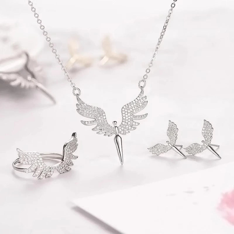 Angel Wings Titanium Steel Necklace Pendant Women's Collarbone Creative Wings Necklace  Gift For Girlfriend Wife -3010