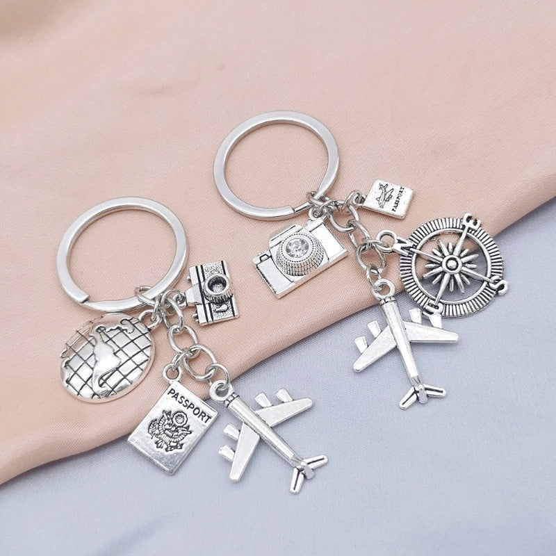 Casual Retro Minimalist Letter Airplane Alloy Plating Keychain