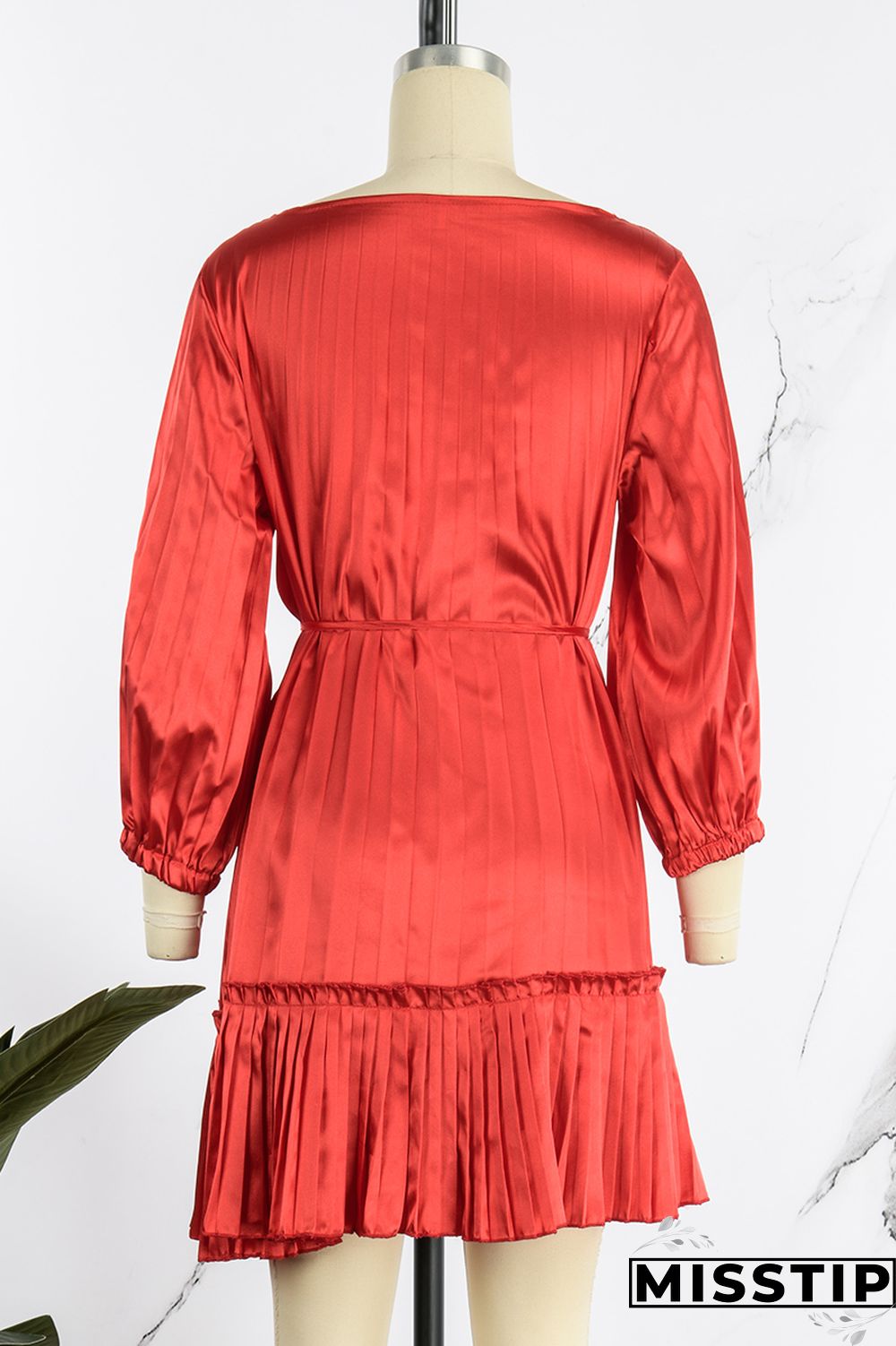 Black Casual Solid Patchwork Fold O Neck Pleated Dresses