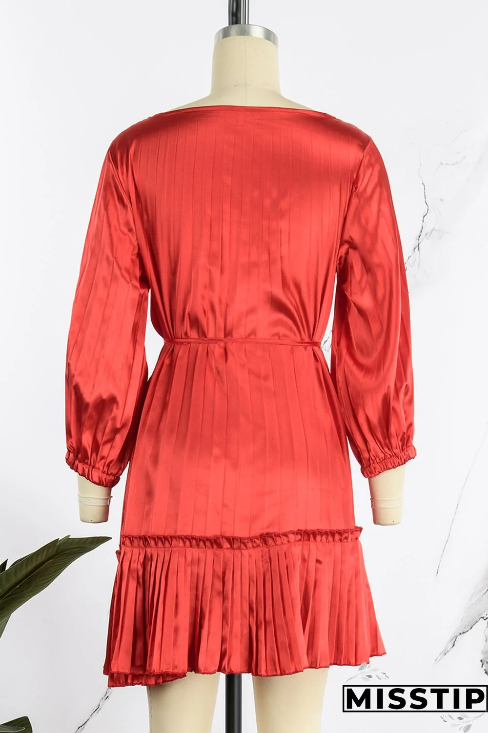 Black Casual Solid Patchwork Fold O Neck Pleated Dresses