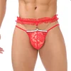 Mens Lace Frilly Sissy Panties Pouch Thong, Feminine G string Underwear For Men Sexy Lingerie