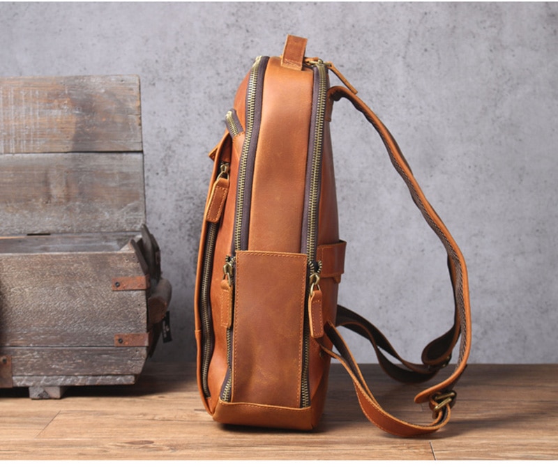 Color Brown Side Display of Backpack