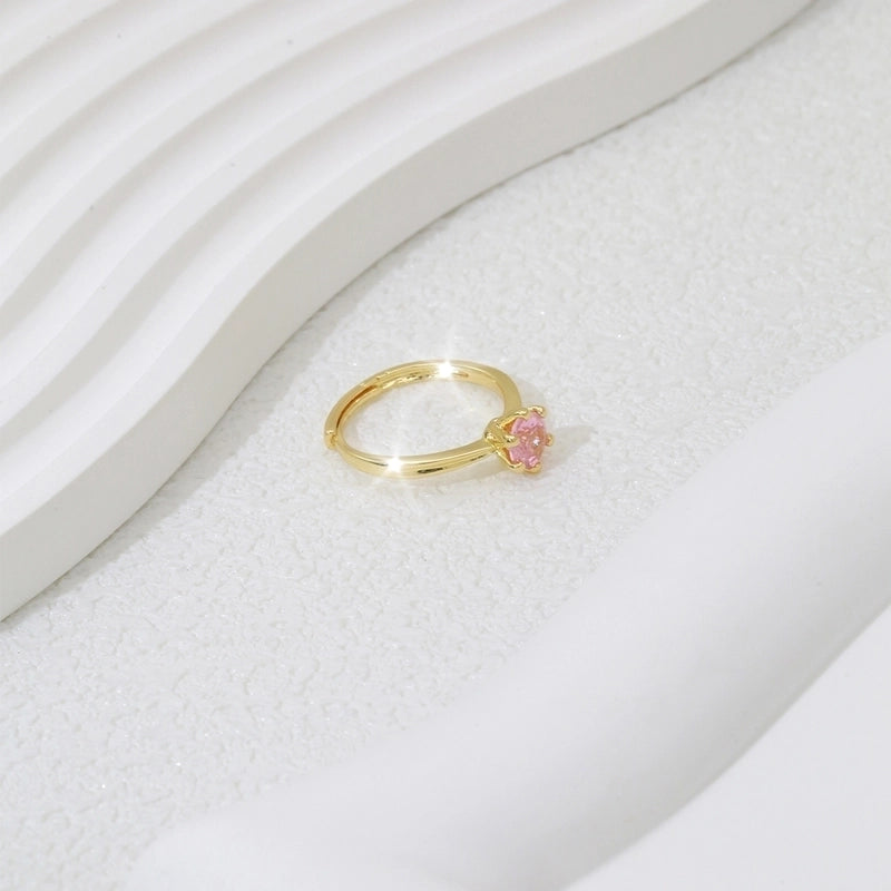 Copper K Gold Plated Inlay Geometric Zircon Open Rings