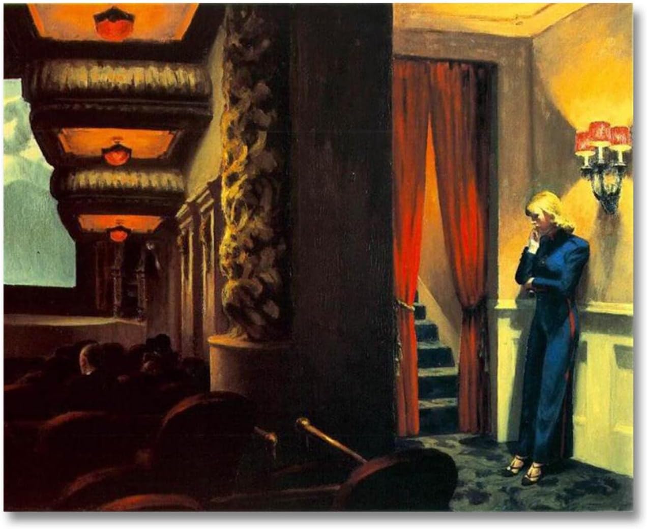 Edward Hopper prints. New York Movie Famous Art Reproduction. Cityscape Painting Print on Canvas. Canvas Wall Art Picture Poster for Living Room Decor 40x56cm(15.8x22.1inch) Frameless Unframed