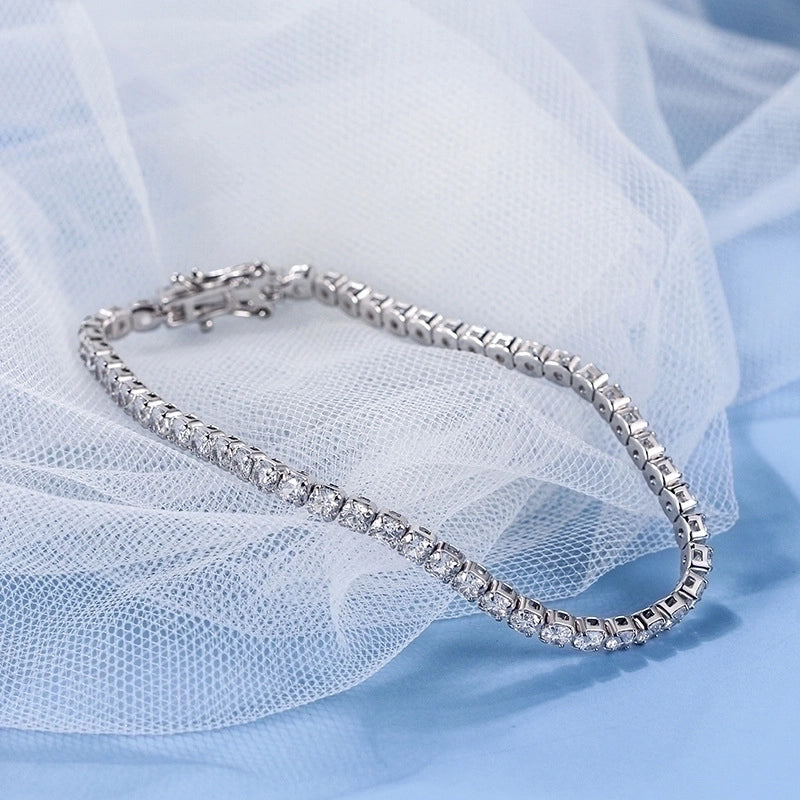 925 Sterling Silver Tennis Bracelet Luxurious Minimalist
