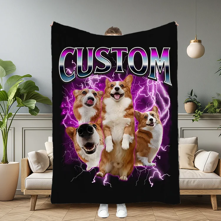 Personalized Pet Portrait Vintage Blanket