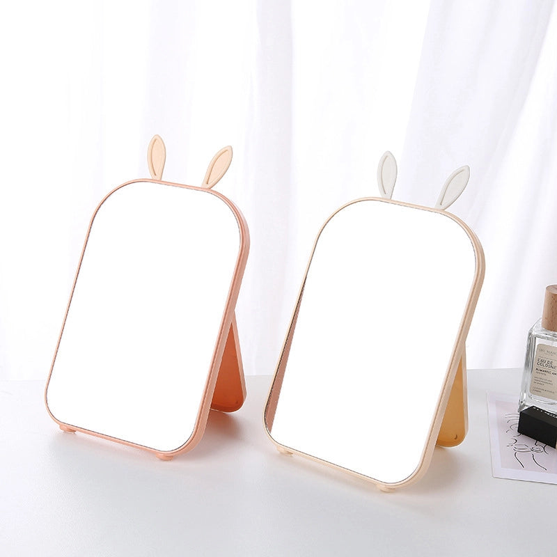 Desktop Makeup Mirror Rabbit Ear Dressing Mirror Portable Folding Desktop Princess Mirror Rectangular Mirror Simple Fashion Mirror