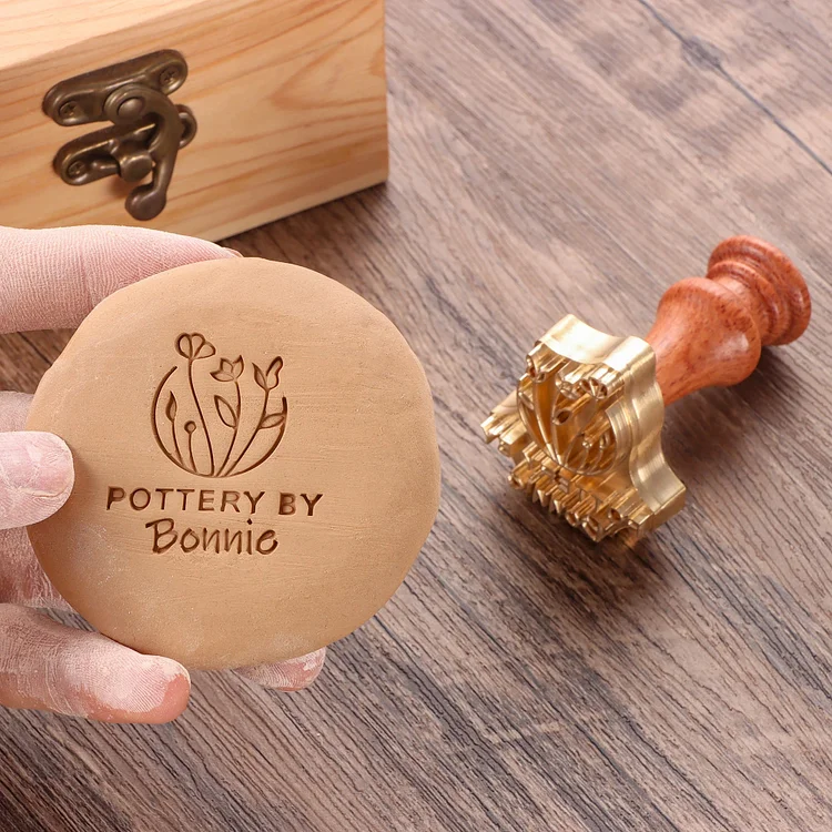 Custom Pottery Stamp for Clay Christmas Gift Personalized Logo Clay Stamp with Your Design, Letter Ceramic Stamps for Pottery Clay to Create Unique Imprints, Clay Potters Lovers Gifts, Polymer Clay Tools 