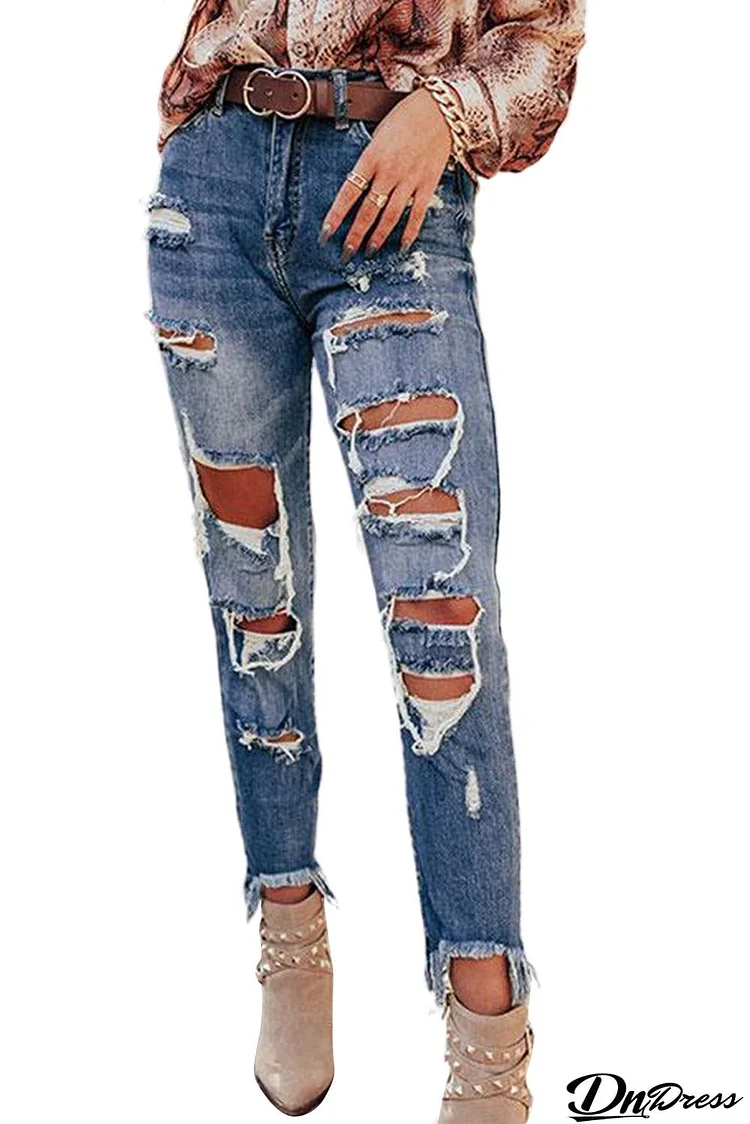 Distressed Slim-fit High Rise Jeans