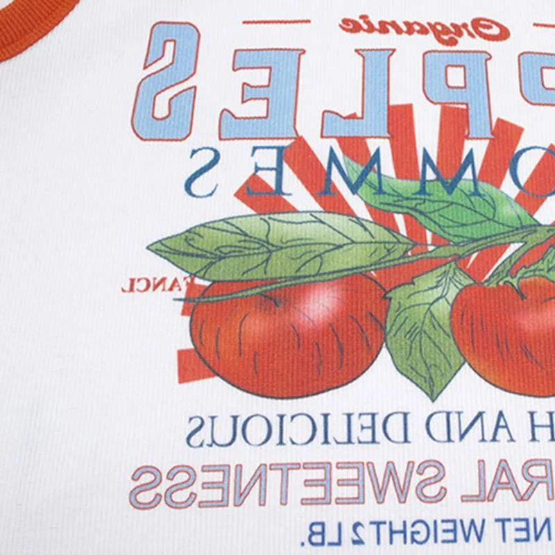 Uveng Uveng Desire Department Girl Peach Letter Print Sleeveless Sleeve Small Vest Sexy Crop Slim Short Top