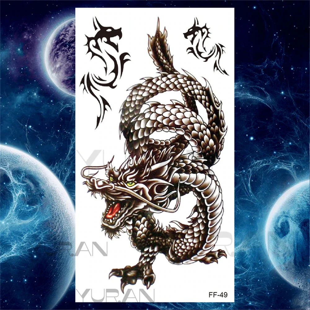 Sdrawing Tiger Temporary Tattoos For Women Men Realistic Wolf Scary Thorns Maori Compass Fake Tattoo Stickers Arm Body Tatoos DIY