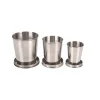 3-Pack Telescopic Stainless Steel Portable Outdoor Collapsible Cup with Metal Keychain for Travel, Camping, Picnic