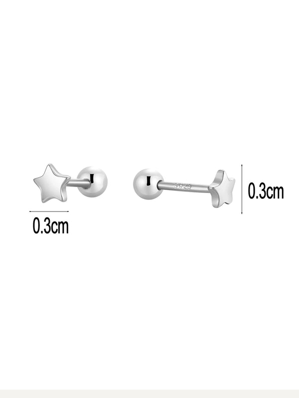 1 Pair 14K Gold Plated 925 Sterling Silver Zircon Star Moon Butterfly Ear Studs