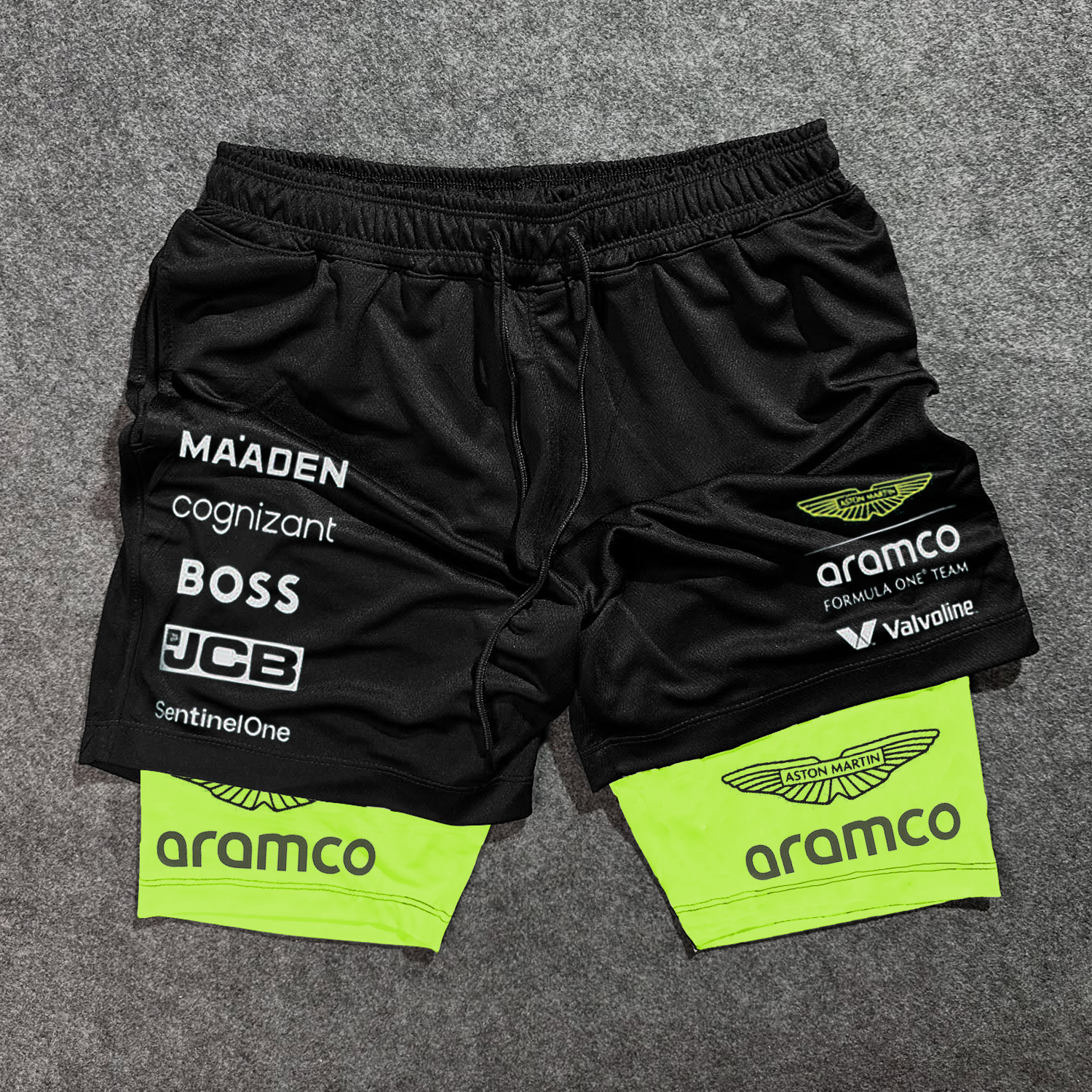 Fashionable Racing Print Sports Double-layer Shorts / TECHWEAR CLUB / Techwear