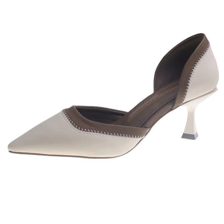 Yyvonne Spring And Summer Sharp Head Thin Heel French Temperament High Heel Single Shoes Women High Color Work Career Hollow Single Shoes
