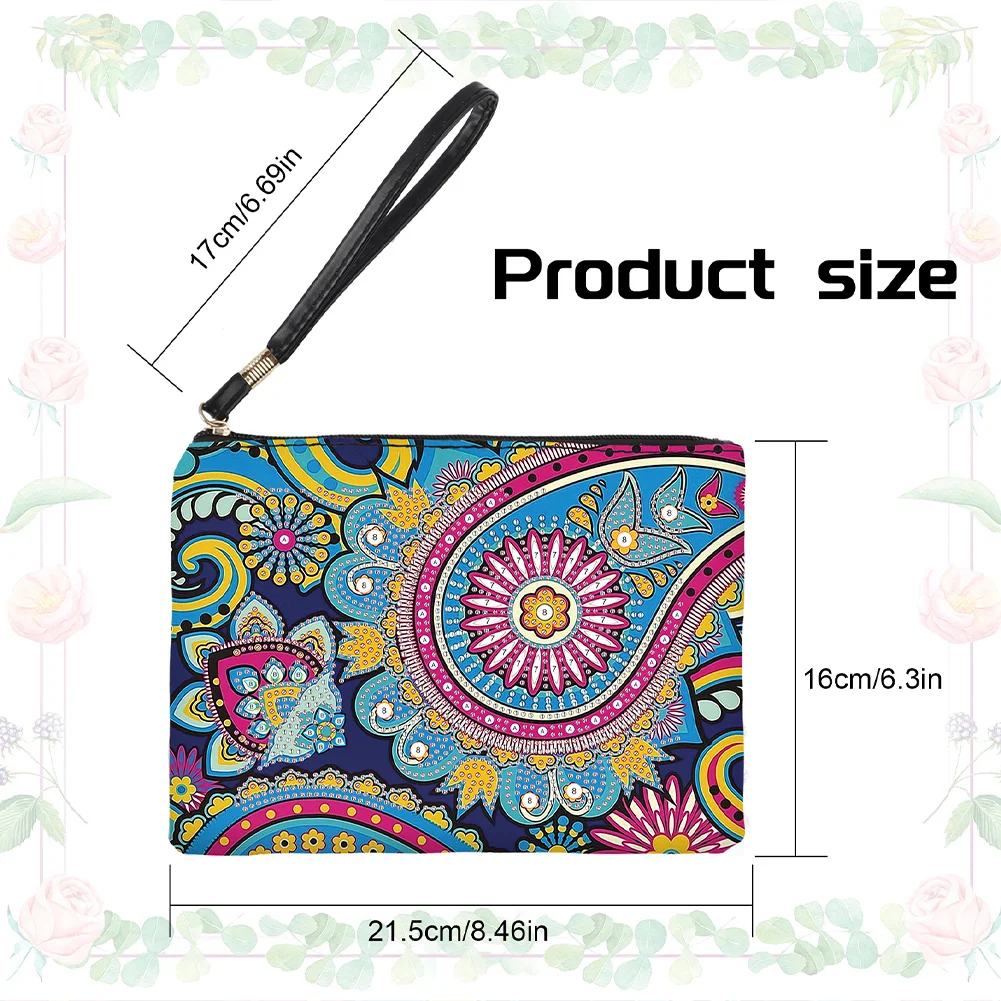 DIY Mandala PU Partial Special Shaped Diamond Painting Wallet Makeup Bag