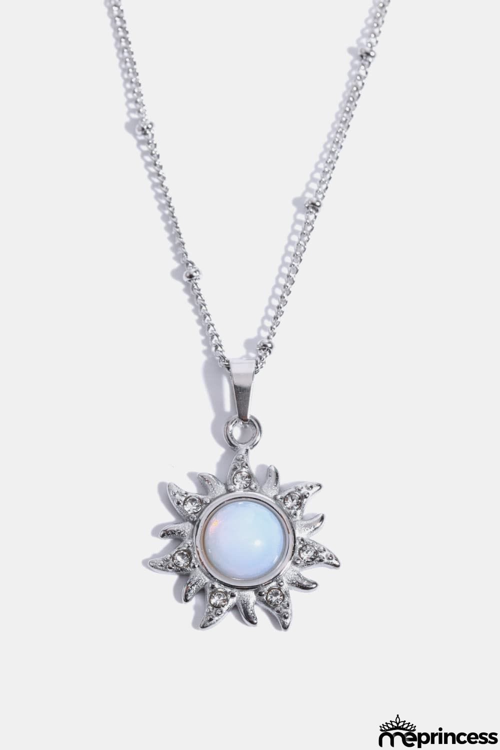 Opal Sun Pendant Stainless Steel Necklace