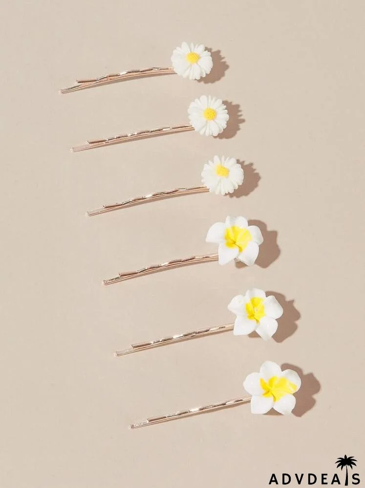 6pcs Daisy Decor Bobby Pin