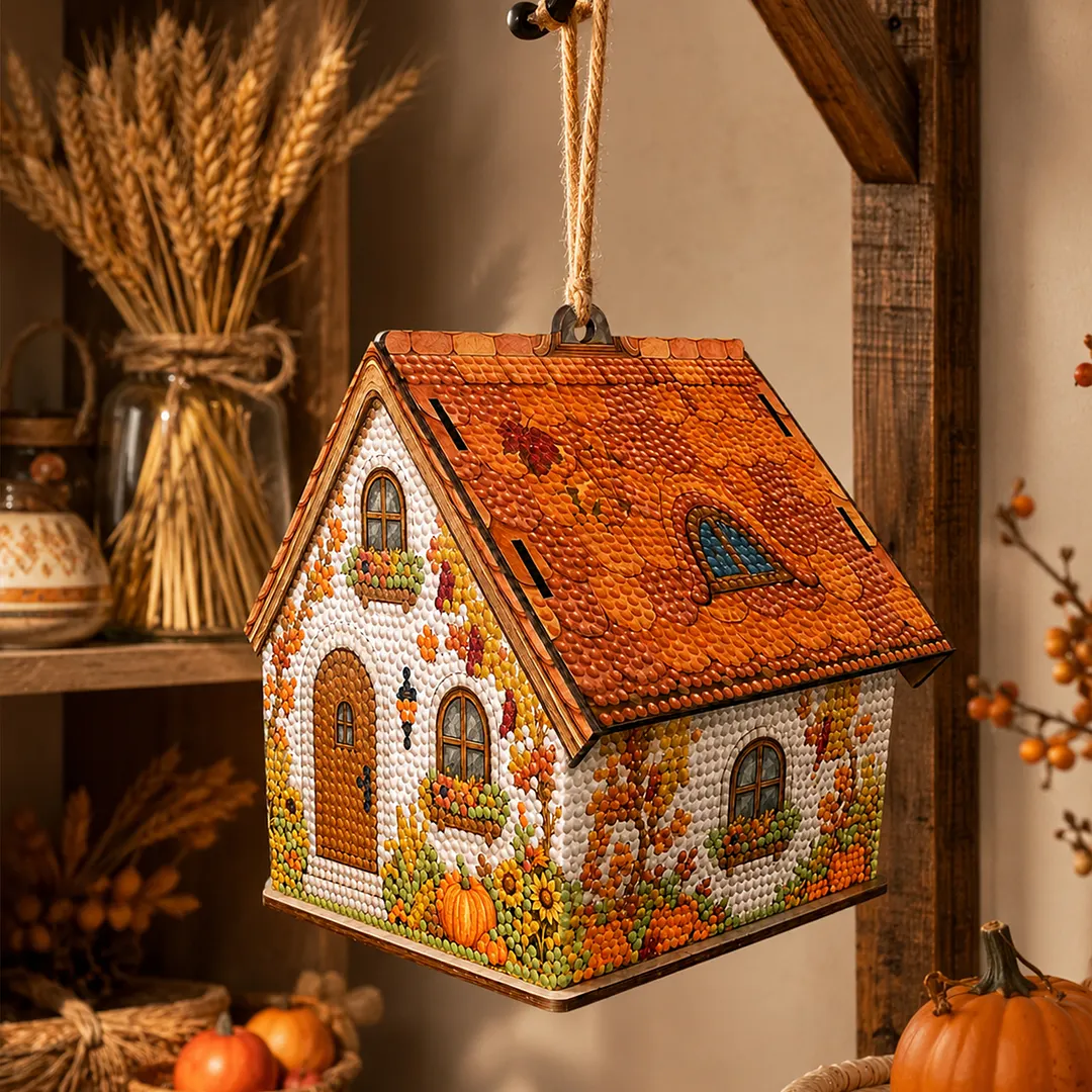 DIY Wooden House Diamond Art Painting Kit for Adults Home (Autumn Harvest)