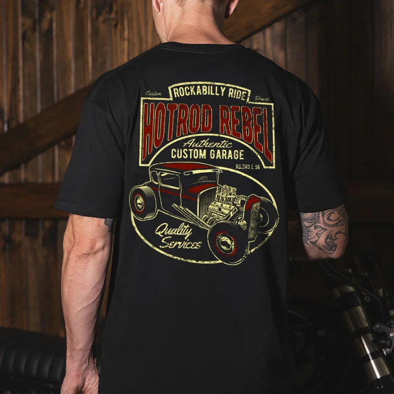 ROCKABILLY RIDE HOT ROD REBEL Classic Car Print Men's T-shirt