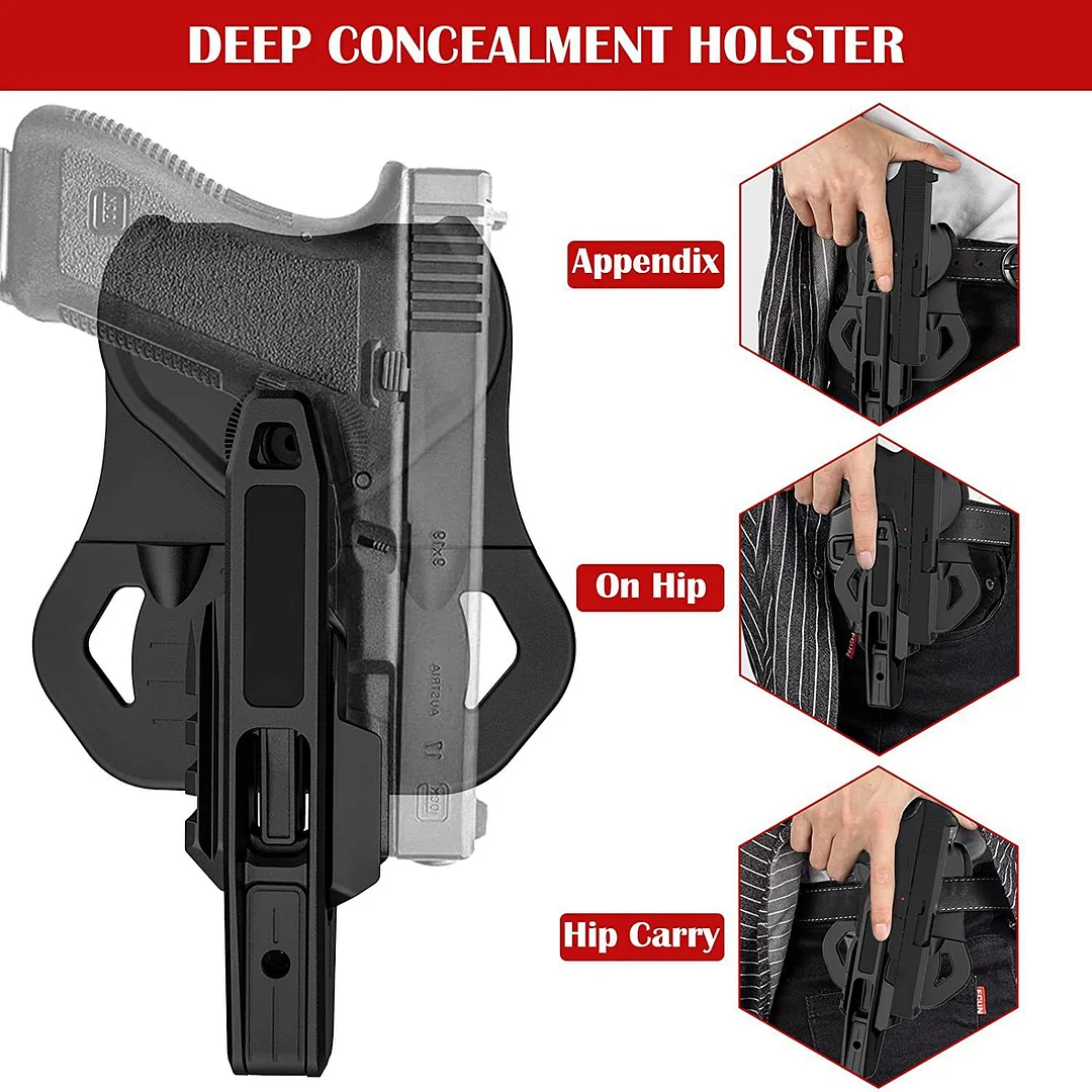 ohhunt® Tactical Competitive Holster Polymer Fast Holster for All Double Stack Glock 9mm SW40 357 Pistols with Integrated Rails