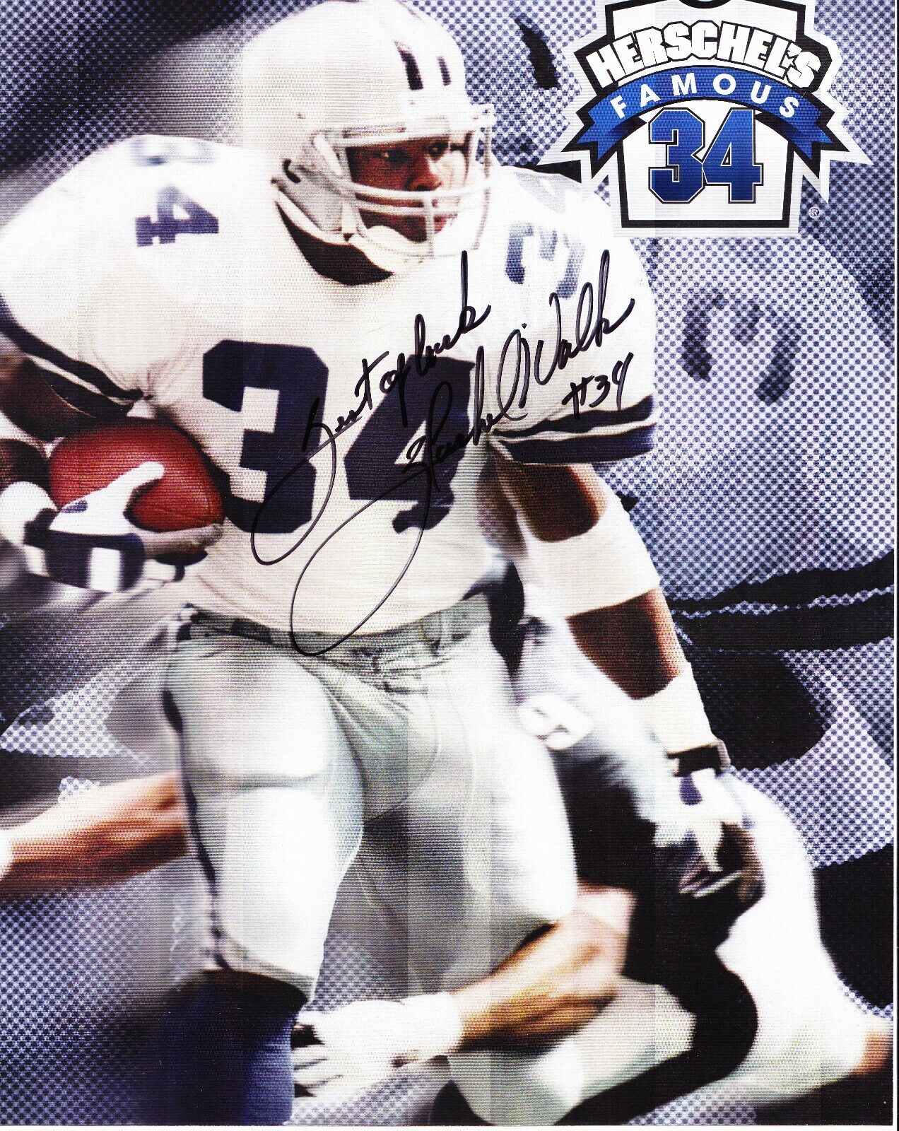 Herschel Walker signed 8.5 x 11 inch Dallas Cowboys color Photo Poster painting