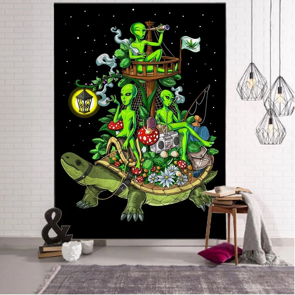 Nigikala art tapestry cartoon illustration wall hanging hippie home dorm decor cloth kawaii room decor kids room wall decor