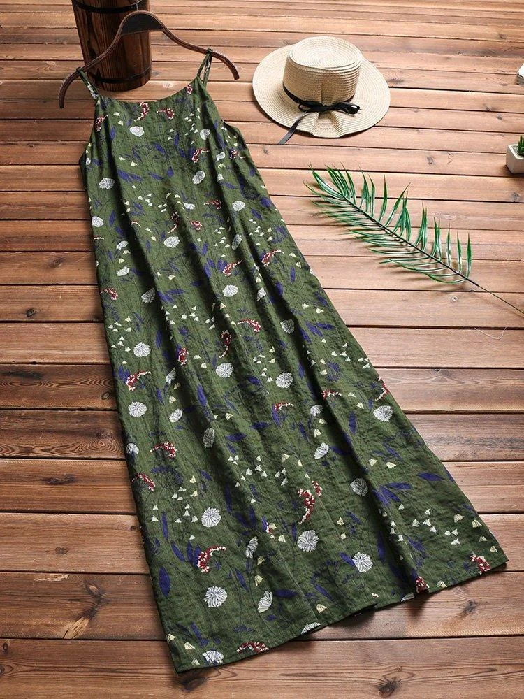 Floral Printed Spaghetti-Strap Maxi Dresses