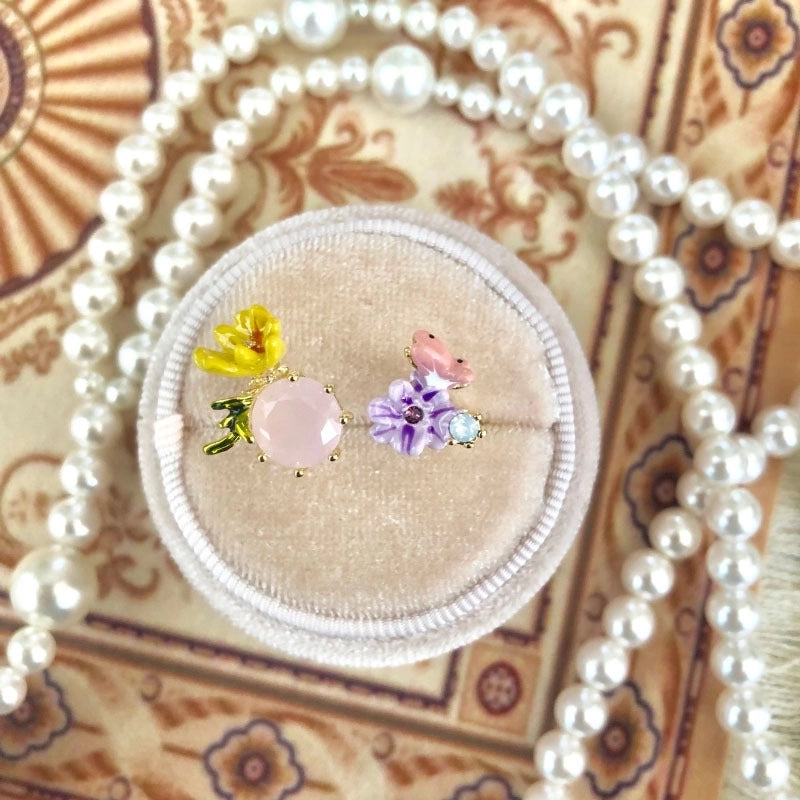 Copper Inlay Flower Pearl Rings