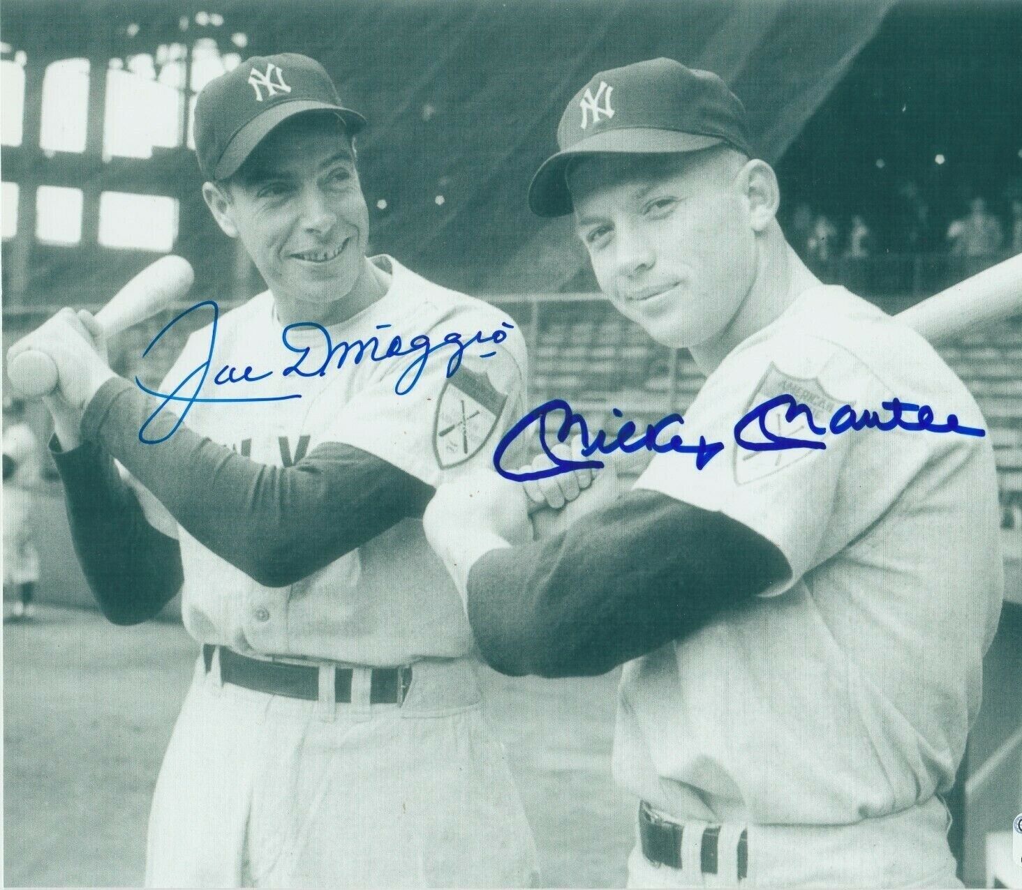 Mickey Mantle / Joe DiMaggio Autographed Signed 8x10 Photo Poster painting HOF Yankees ) REPRINT