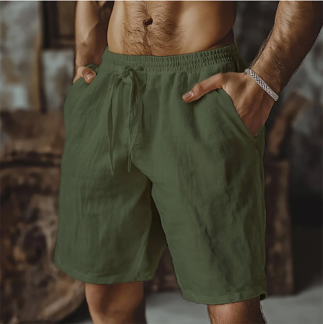 Men's Drawstring Linen Shorts-inspireuse