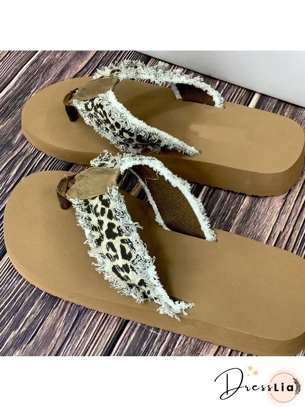 Leopard Print Flip Flop Sandals