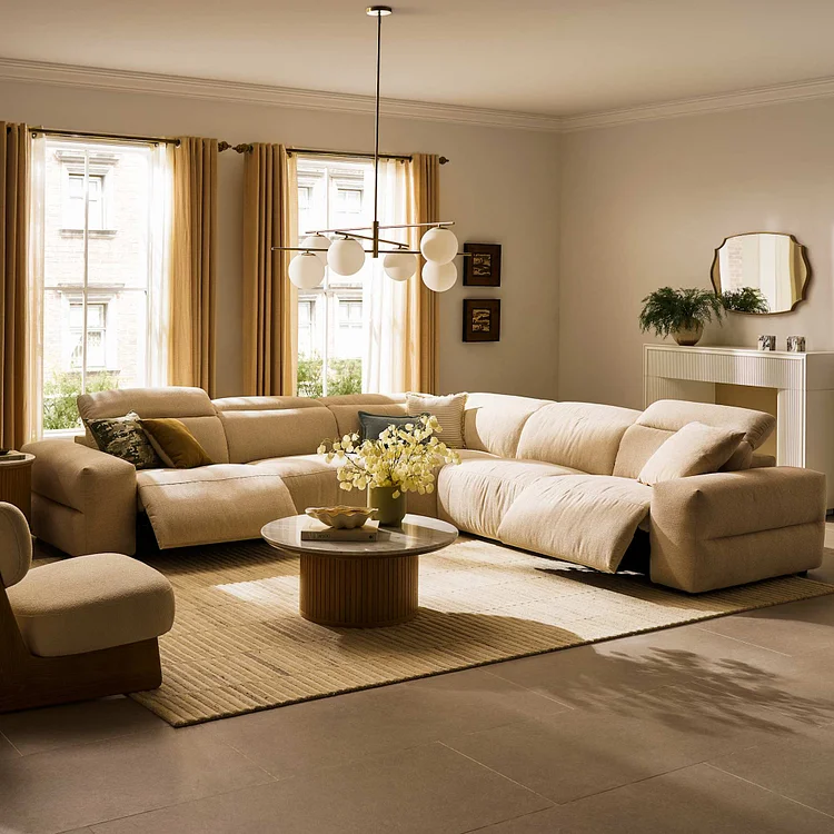 Jaron Performance Fabric Recliner L-Shaped Sectional Sofa