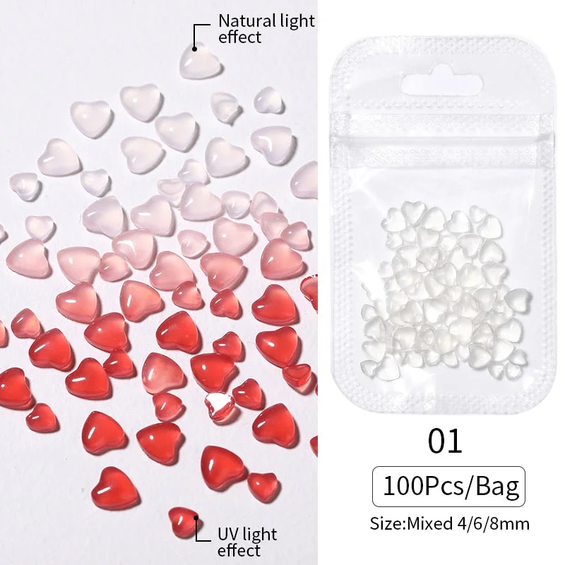 48pcs Mixed Size Aurora Little Bear Nail Art Accessories Resin Kawaii Bear Stereo FlatBack 3D Fashion Fingernail DIY Decoration-Nail Inspo