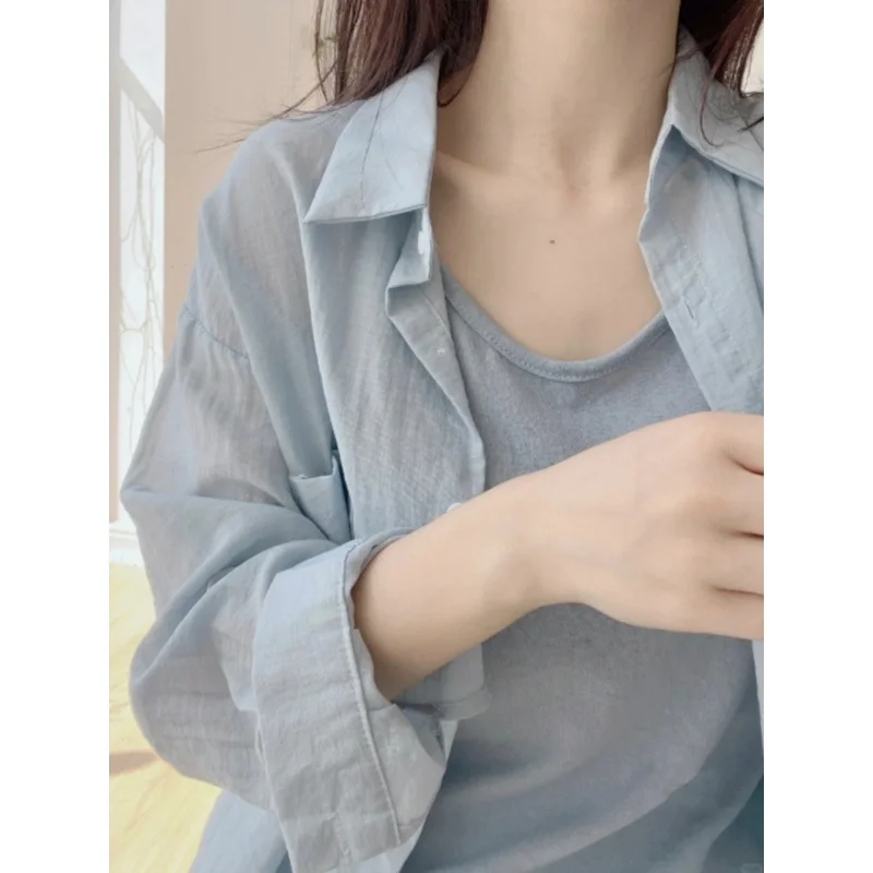 Uveng Uveng Apricot Thin Sunscreen Long-Sleeved Shirt Women's Summer Dress New Loose Thin Shirt Folded Coat