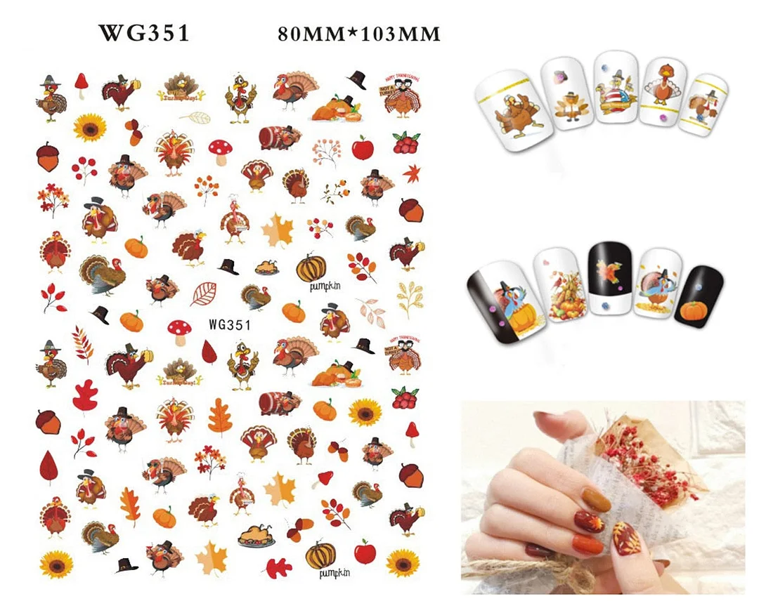 1PC Fall Leaf Flowers Line 3D Nail Sticker Mape Leaves Waves Pattern Decals Slider DIY Nail Art Decoration Wraps For Manicures-Nail Inspo