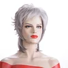 SHORT STRAIGHT SILVER GREY HAIR WIG