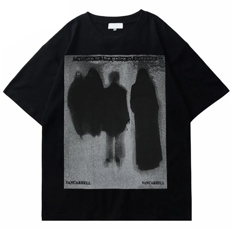 Hip Hop Streetwear Dark Style Shadow Printed T-Shirt at Hiphopee