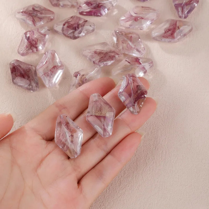 10 PCS/Package Hole 1~1.9mm Glass Round Water Droplets Rhombus Pendant Beads